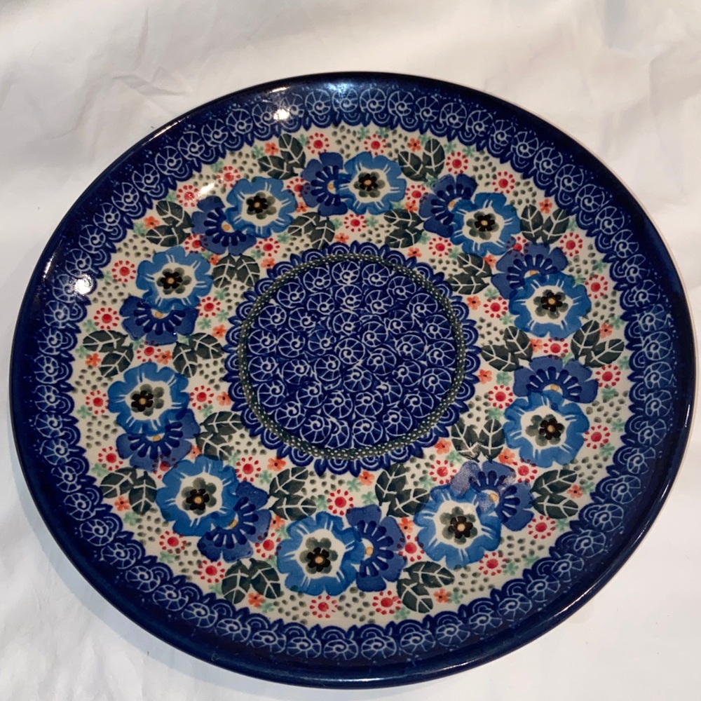 New unikat floral Polish Pottery Dinner Plate 10.5”